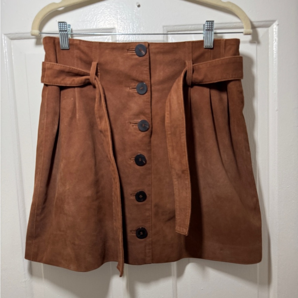 Sezane camel suede skirt